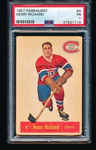 1957 Parkhurst HENRI RICHARD Rookie #4 PSA 1 - Photo 1/2