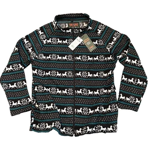 Trail Crest Jacket Men's XL Brown Fair Isle Fleece Horse Stallion Full-Zip NEW - Picture 1 of 7