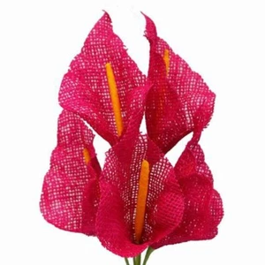 25 Fuchsia BURLAP LARGE CALLA LILY Wedding FLOWERS Bouquets Centerpieces SALE - Picture 1 of 2