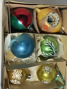 Vintage Mercury Glass Ornaments USA Japan And More Reflector Ornament Set Of 6 - Picture 1 of 5