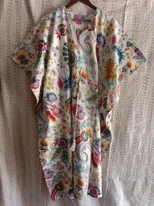 Kaftan Night Maxi Handmade Cotton Hippy Long Mukut Print Vintage Gown Long Size - Picture 1 of 4