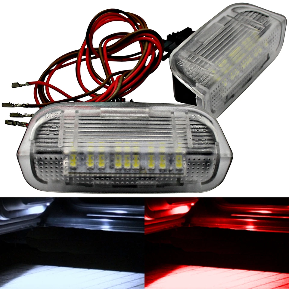 2x Suitable for Seat Alhambra 2 LED Door Lighting Puddle Light White Red - Image 1 of 1