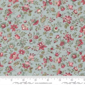 ANTOINETTE 3 YARDS French General Moda Fabric Quilt Floral Blue Shabby 13952-13 - Picture 1 of 2