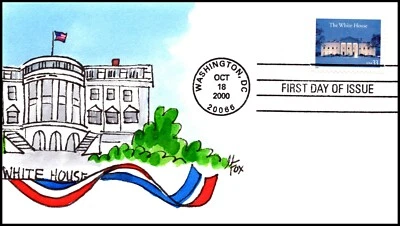 Scott 3445 33 Cents The White House Melissa Fox Hand Painted FDC 7 Of 8 - Image 1 of 2