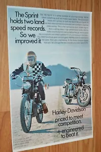 1968 HARLEY DAVIDSON SPRINT SS / H ORIGINAL ADVERTISEMENT AD PRINT 68 MOTORCYCLE - Picture 1 of 1