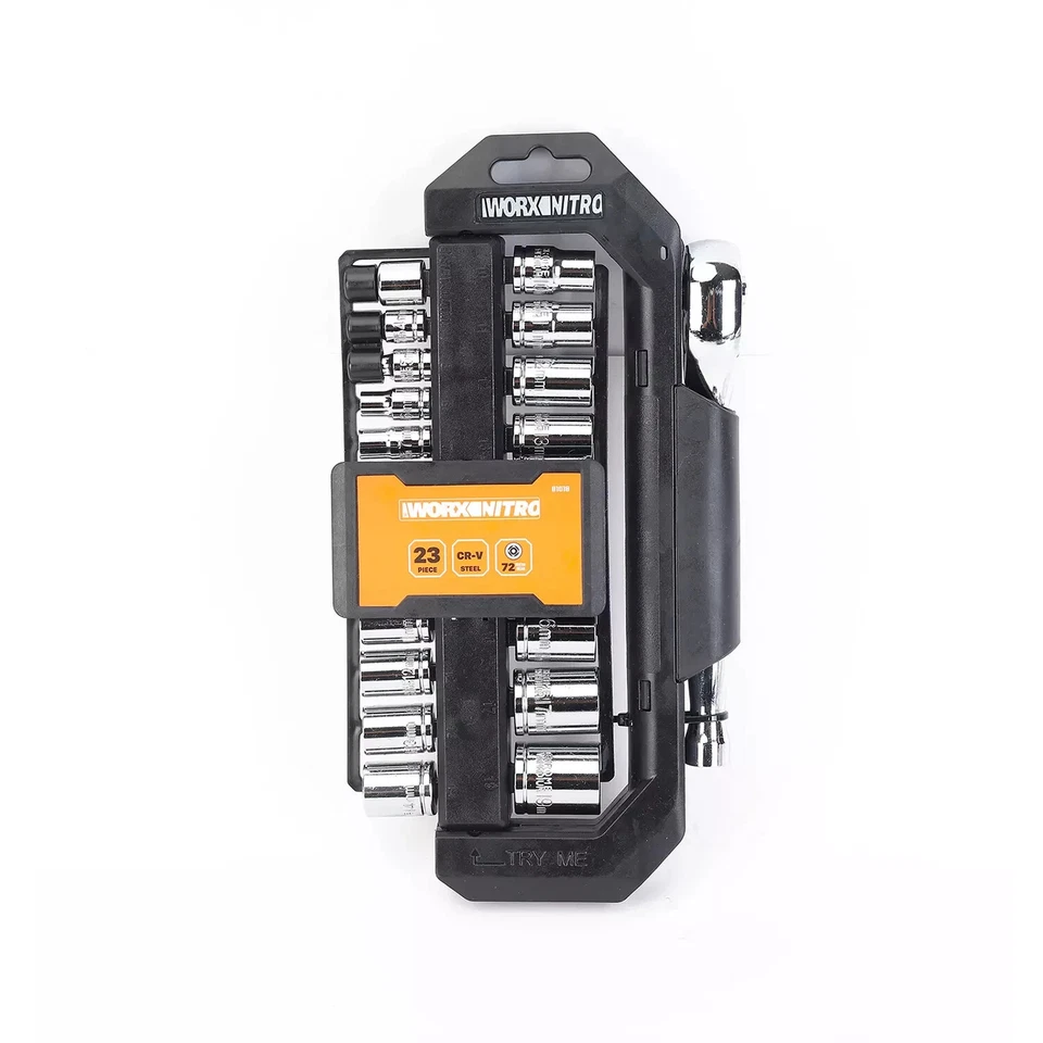 WORX 23Piece 1/4"+ 3/8"DR. Socket Set With Rotatable Rack - Image 1 of 4