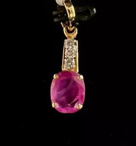 18k yellow gold Natural 0.06ct Round Diamond with Ruby Locket Pendent For Gift - Picture 1 of 1