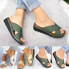 Women's Cross Strap Sandals Wedge Slides Slippers Slip On Beach Comfy Shoes Size