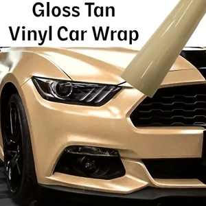 Gloss Tan Pale Brown Vinyl Car Wrap Air Release Sticker Decal Film Sheet Roll - Picture 1 of 2