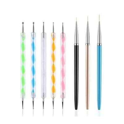 5PCS Dotting Pens with 3 PCS Nail Painting Brushes, Nail Art Design Tools - Image 1 of 4