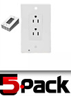 5 Pack Outlet Cover Built-In LED Night Light Bulbs Wall Plate Square Receptacle