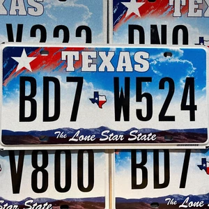 TEXAS License Plate - COLORFUL Red and Blue Sky with White Star and Mountains - Picture 1 of 4