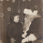Boy Talking To Santa Claus Photo 1950s Vintage Original Christmas Snapshot A195