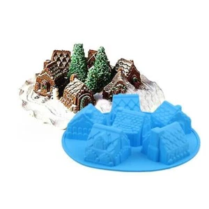 CHRISTMAS HOUSE SILICONE SOAP MOULD CANDLE SUGARCRAFT CHOCOLATE CAKE MOLD - Picture 1 of 3