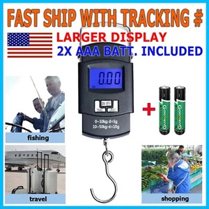 Portable Fish Scale Travel LCD Digital Hanging Luggage Electronic 110lb / 50kg - Picture 1 of 11