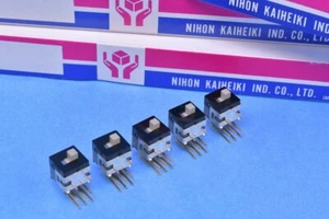 5 NKK Switches Slide Switch DPDT Through Hole Right Angle 28V 0.4VA AS22AH - Picture 1 of 6