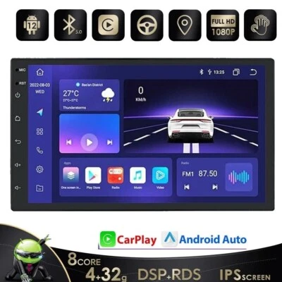 8-Kern 32GB Android 12 Doppel 2Din CarPlay Autoradio GPS Navi DAB+DSP WiFi BT5.0 - Bild 1 von 4