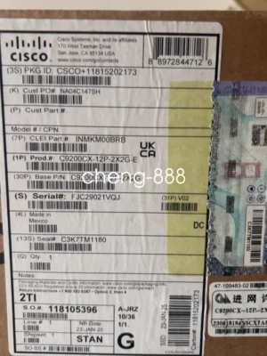1PCS CISCO SWITCH C9200CX-12P-2X2G-E  new via FedEx or DHL - Image 1 of 2
