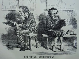 France & American Civil War POLITICAL ARITHMETIC Original 1862 Victorian Print - Picture 1 of 2