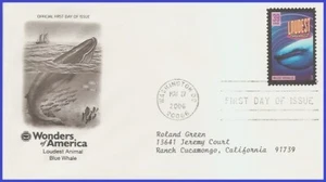 USA3 #4069 ADDR PCS ARTCRAFT FDC Blue whale loudest animal Wonders of America - Picture 1 of 1