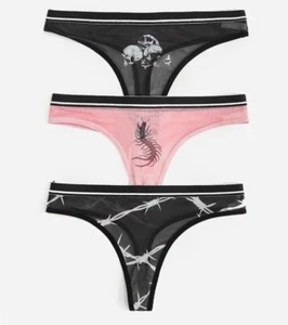 Womens Size 6-8-10-12-14-16 Gamer Gothic Anime Thong Knickers Underwear S M L XL - Picture 1 of 51