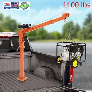 1100lbs Electric Pickup Truck Crane 360° Hoist Lift w/ Electric Winch 3500lb 12V - Picture 1 of 9