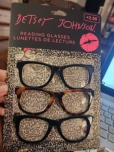 Betsey Johnson 3 Paar dicke Lesebrillen schwarz/schildpatt/grün & schwarz Lesebrillen NEU - Bild 1 von 8