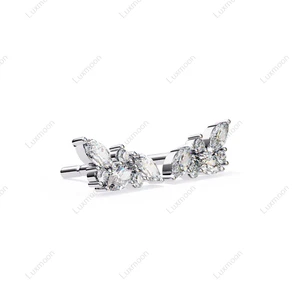0.50Ct Round & Marquise Lab-Created Diamond Stud/Pushback Earring 10K White Gold - Picture 1 of 8