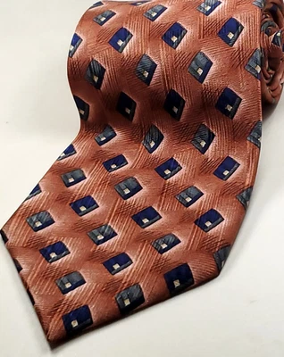 Corbata JZ RICHARDS Hecha a Mano en EE. UU. 100% Seda Para Hombre Marrón Rosa Azul NUEVA Foto 1 de 4