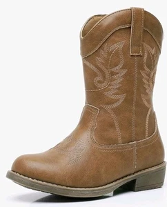 Blikcon Kids Girls Size 13 Side Zip Cowgirl Western Brown Boots - Picture 1 of 8