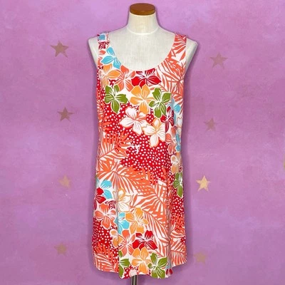 Tommy Bahama Bright Summer Floral Tropical Shift Dress Medium 100% Cotton - Image 1 of 4