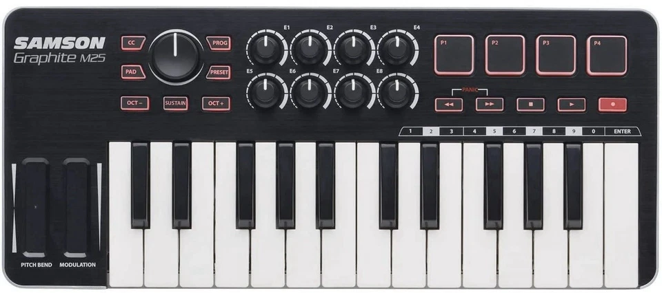Controlador de teclado Samson Graphite M25 25 teclas USB MIDI DJ para PC, MAC SAKGRM25 Foto 1 de 1