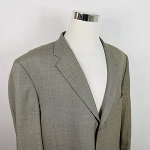 Joseph Abboud 48R Sport Coat 100% Wool Gold Houndstooth Three Button Lined - Picture 1 of 7