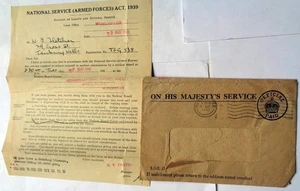 WW2 ARMY CALL UP PAPERS: WILLIAM FLETCHER, TENBURY WELLS, WORCESTERSHIRE - Picture 1 of 6