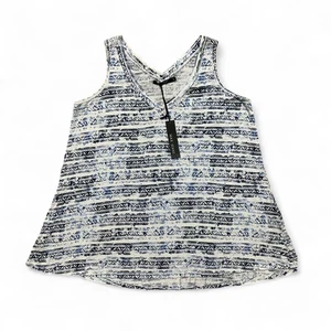 Max Jeans Tank Top Women's S Sleeveless V-Neck Blue/White Marisol Indigo NWT - Picture 1 of 6