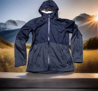 MOUNTAIN HARDWEAR HOODED STAY DRY RAIN JACKET in Women's size Small Black Mint - Image 1 of 4