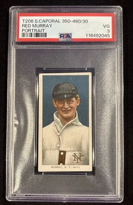 1909-11 T206 Red Murray Portrait Sweet Caporal 350-460/30 PSA 3 Foto 1 de 4