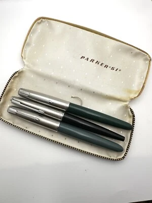 Juego de plumas estilográficas Parker 51 y 45 con estuche, usadas. Foto 1 de 4