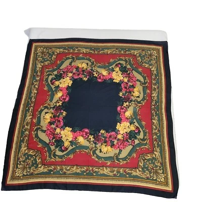 Bufanda transparente floral verde rosa pergaminos dorados grandes vintage ESTILO VICTORIANO Foto 1 de 4