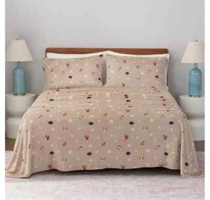 Berkshire Blanket Printed Velvetsoft Sheet Set Size Queen Cats - Picture 1 of 5