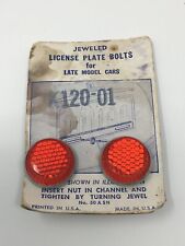 Vintage Pair Jeweled License Plate Reflector Bolt, NOS Fastners Accessory