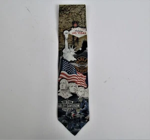 Vintage Harley Davidson Ralph Marlin Tie Classic Logo USA America Flag Patriotic - Picture 1 of 5