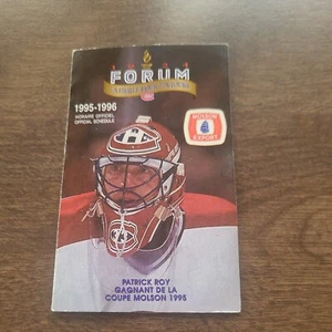 Nice 1995 96 Montreal Canadiens Pocket Schedule. Molson. Patrick Roy - Picture 1 of 2
