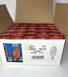 25 Pack - Permalite L8133 25 Watts/ 120 Volts F-10 Decorator Bulbs Amber - Picture 1 of 5