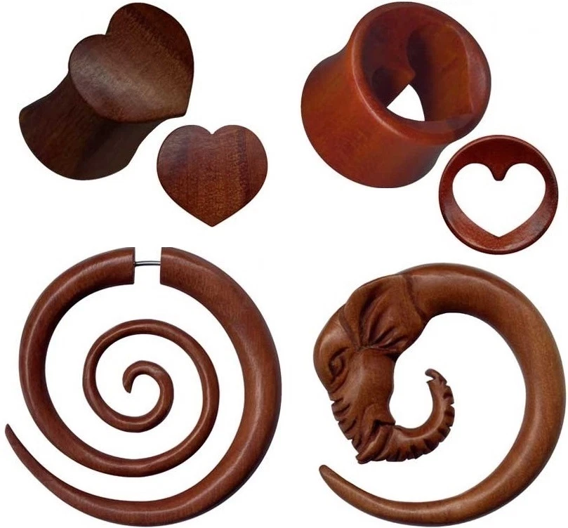 DEHNUNGSSPIRALE EXPANDER FLESH-TUNNEL PLUG OHR LOBE PIERCINGSCHMUCK AUS ROTHOLZ - Bild 1 von 1