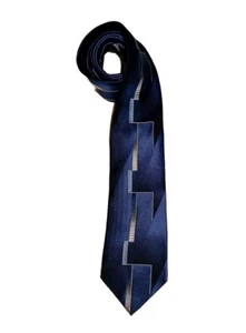 Pierre Cardin Mens Silk Tie Abstract Blue Black Silver  - Picture 1 of 3
