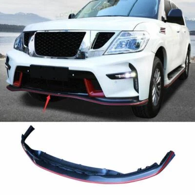 For Nissan Armada Y62 2017 2018-2020 Black+Red Front Bumper Lip Spoiler Splitter - Image 1 of 4