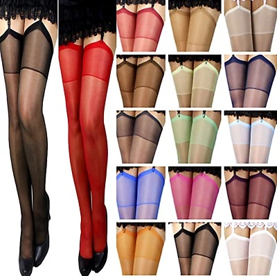 2 PAAR klassische Straps-Strümpfe zum ANSTRAPSEN verschiedene Farben, Gr S/M/L - Bild 1 von 4