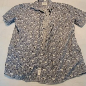 Bixby Nomad Stitch Fix Mens Shirt Size L Short Sleeve Blue Waves - Picture 1 of 7