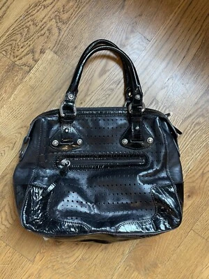 STUART WEITZMAN Purse Handbag Black Perforated Medium Classic Capsule Versatile - Image 1 of 4